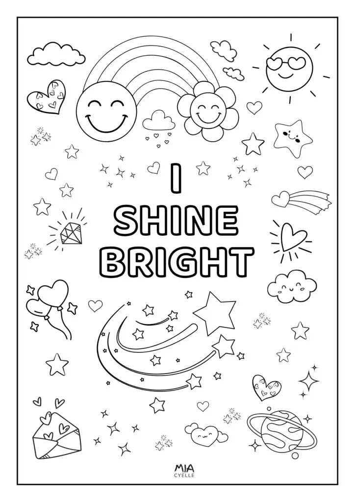 I shine bright free printable calming color page