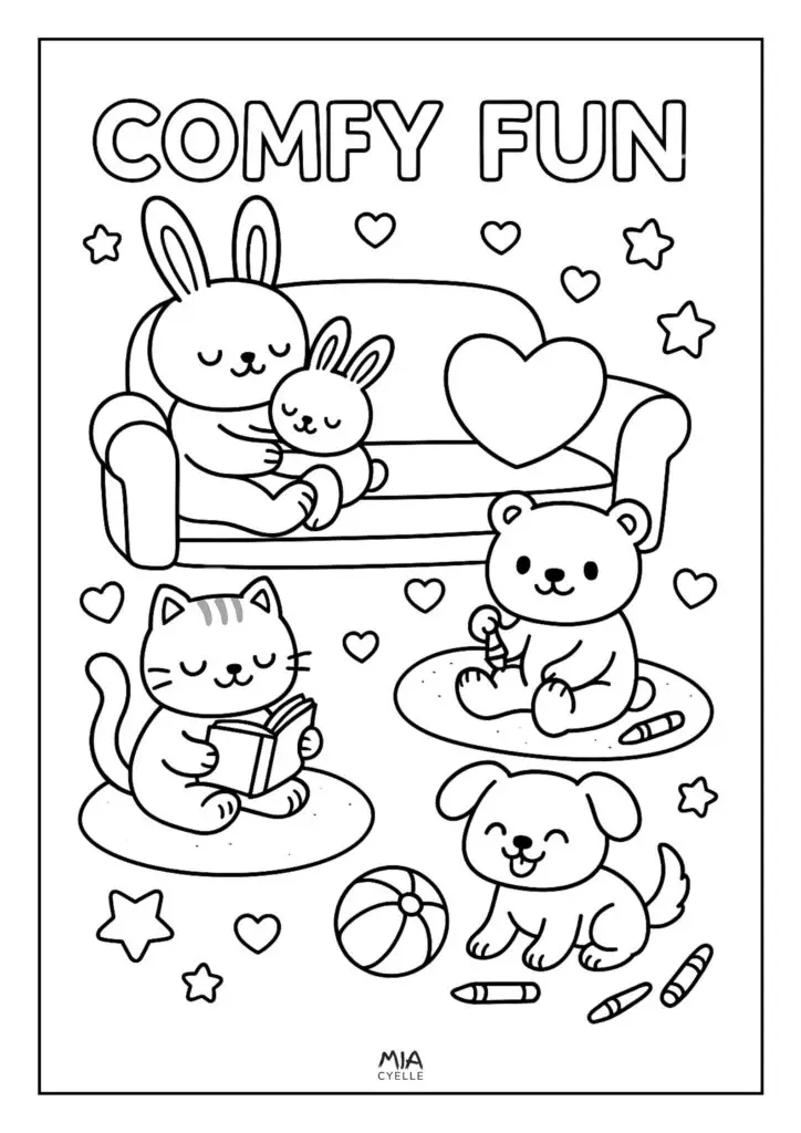 Cozy Fun Free Coloring Page For Kids