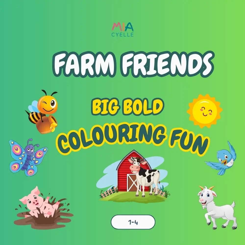Farm animals Simple and Bold Colouring Book
